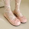 Spring Autumn Pink White Mary Janes Flat Shoes Woman Round Toe Buckle Strap Lolita Girls Student Ballet Flats Plus Size 43 44 45 1