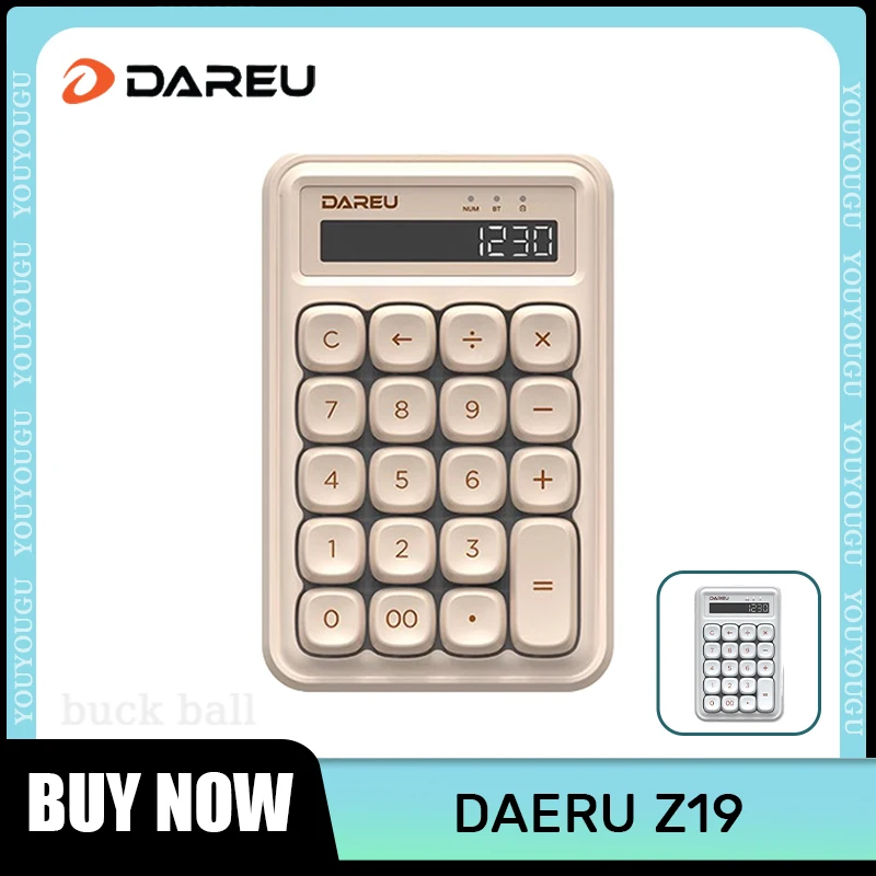 

Dareu Z19 Mini Number Keypad 2 Mode Wired Bluetooth Wireless Calculators 19keys Mechanical Keypad 2 In 1 Portable Accessory Gift