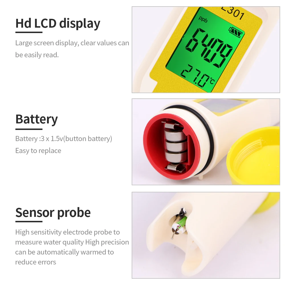 S9975288c9dd94245a2b9af83c36989b4B 5 in 1 Chlorine Meter Pen Water Quality Detector PH, H2, ORP TEMP CL2 Tester Multi-function Spa Swimming Pool Chlorine Monitor Mallzona