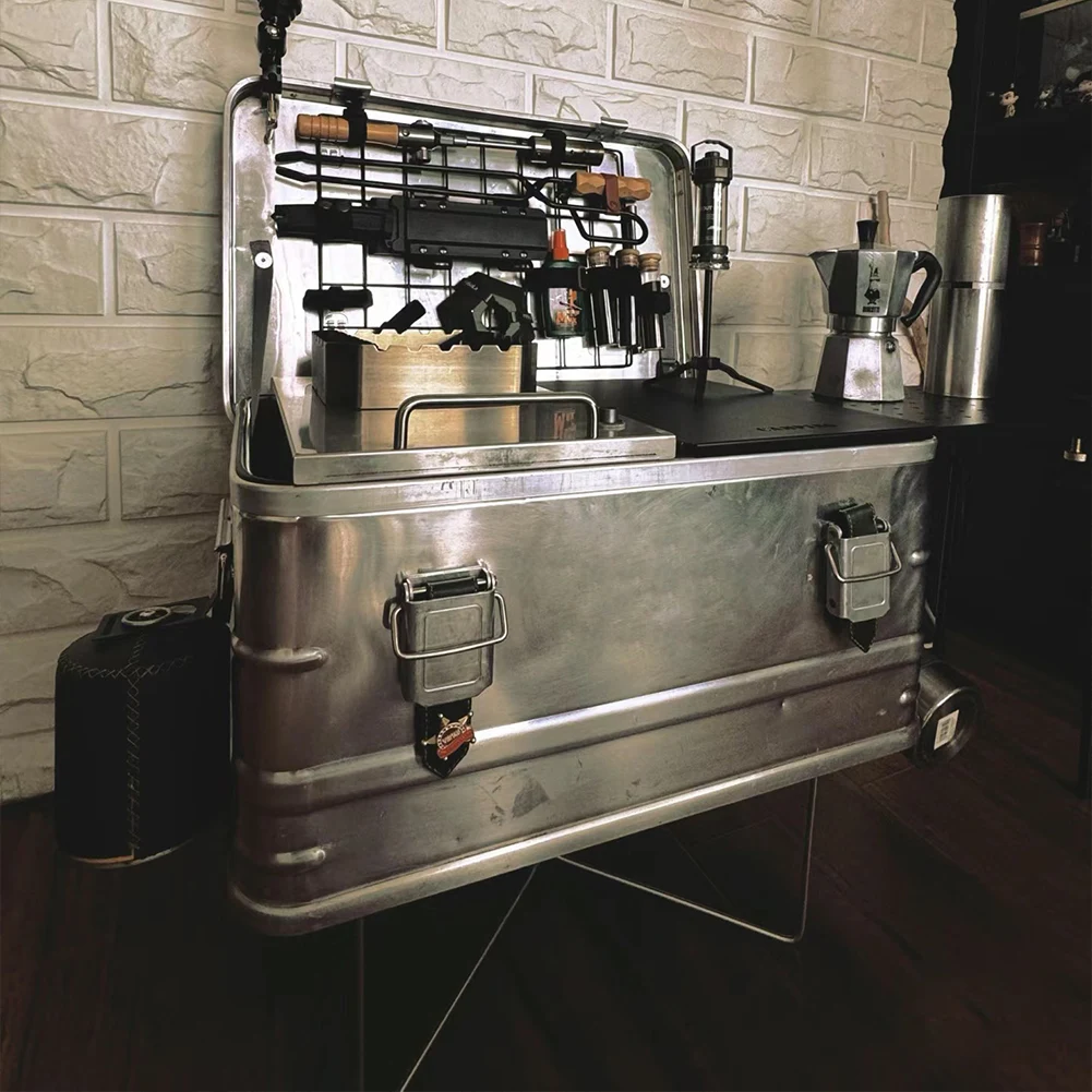 Box aus Aluminiumlegierung, Ständer, tragbare Eisen-Aufbewahrungsbox, Halterung, Edelstahl, Outdoor-Aufbewahrungsboxen, Regale für Reisen, Kochen – Detail 3