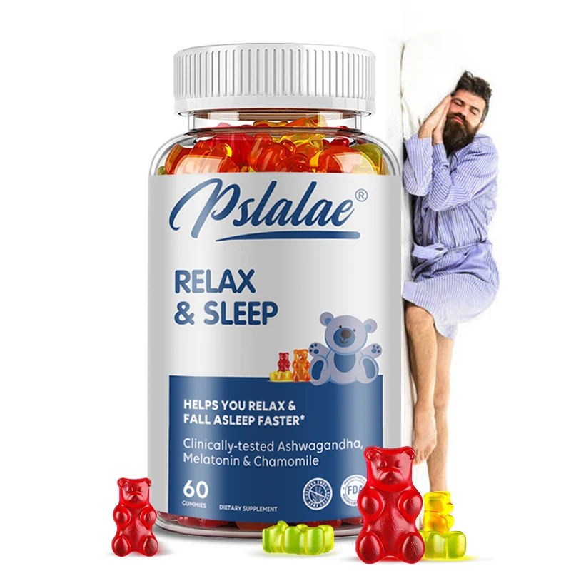 Melatonin Sleep Aid, Adult Gummies with Chamomile, Ashwagandha Nonhabit Forming, Aids Deep