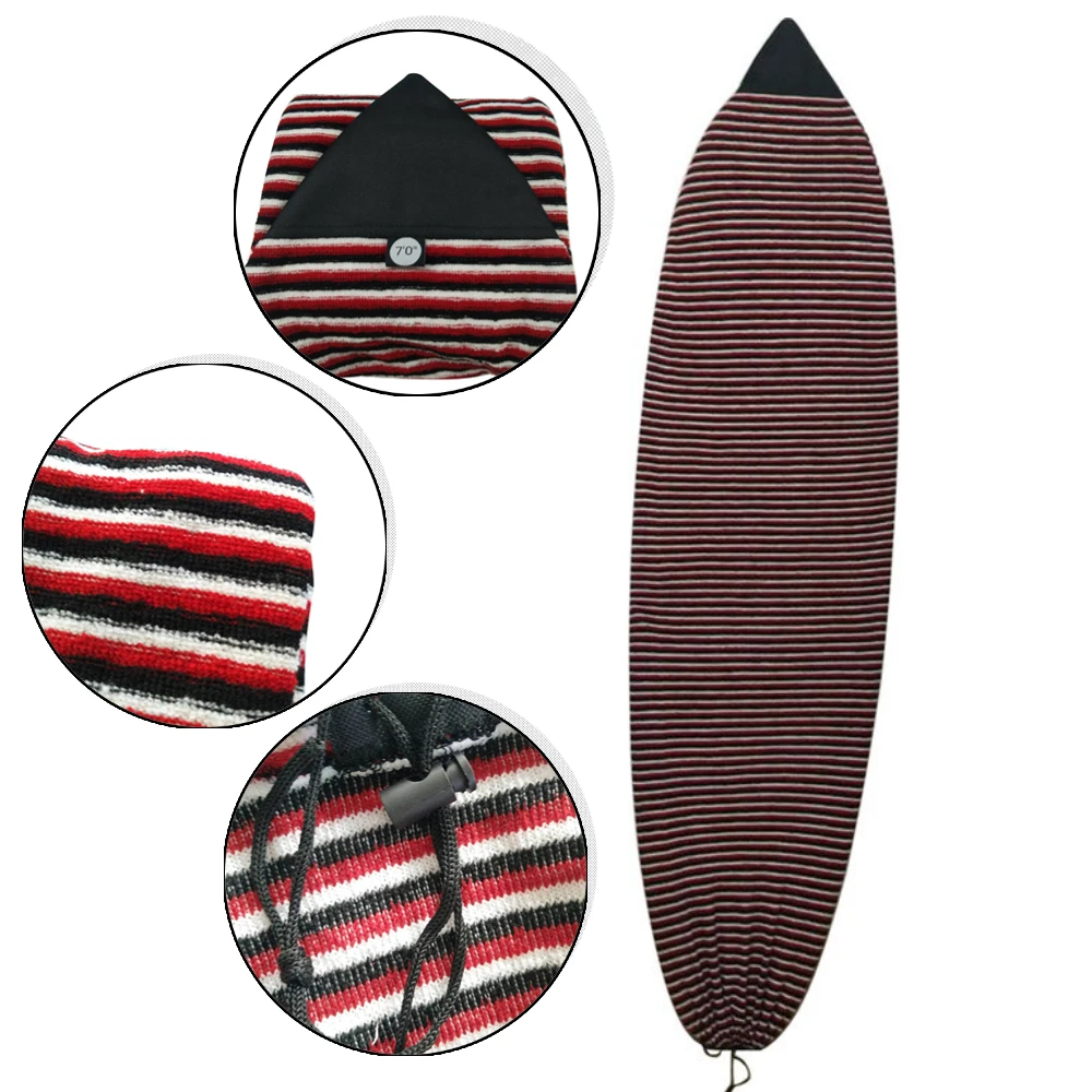 7ft Surfboard Sock Cover Striped Stretch All Purpose Cover For Shortboard/Snowboard Protective Cover Bag Water Sport Accessories winter warm fleece scarf two layers polar fleece neck tube scarf full face cover neck warmer running sport scarf for cycling