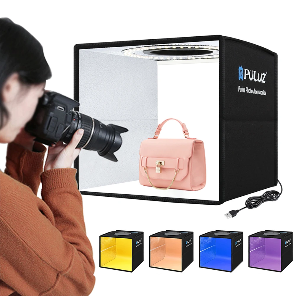 PULUZ Photo Studio Light Box Portable Softbox Photo Lightbox Tent With 6 Colors Background For Studio Photography Box LED Light