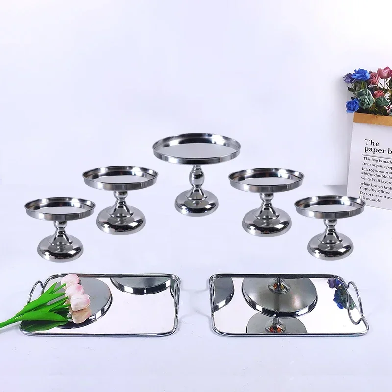 1 pcs 2 &3 tiers cupcake plate Mirror Decorative Cosmetics Storage Box Tray Wedding Home Decoration Rack