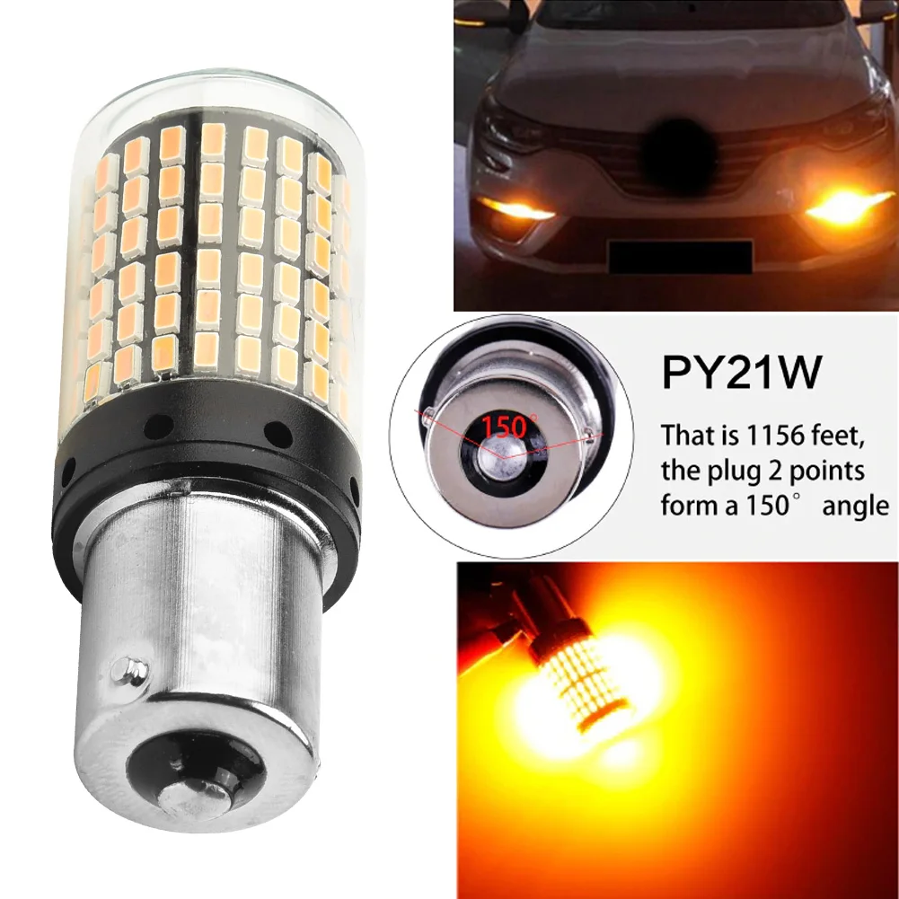 BAU15S 7507 Turn Signal Light PY21W 5009 Canbus No Error Led Bulb Amber Blinker 144 Lamp 3014 High Brightness Chip turn signal light