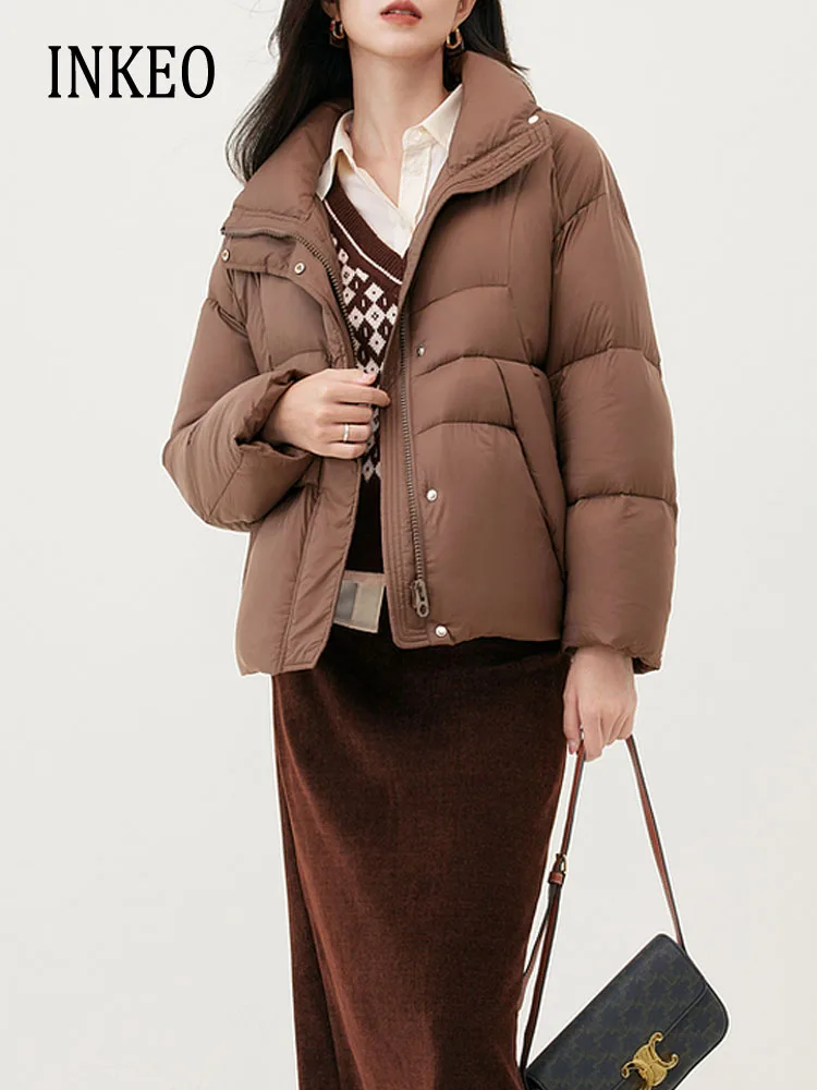 

Women's Turtleneck duck down jacket Warm 2023 Autumn winter Streetwear Oversized Long sleeve puffer coat Outwear INKEO 3O215