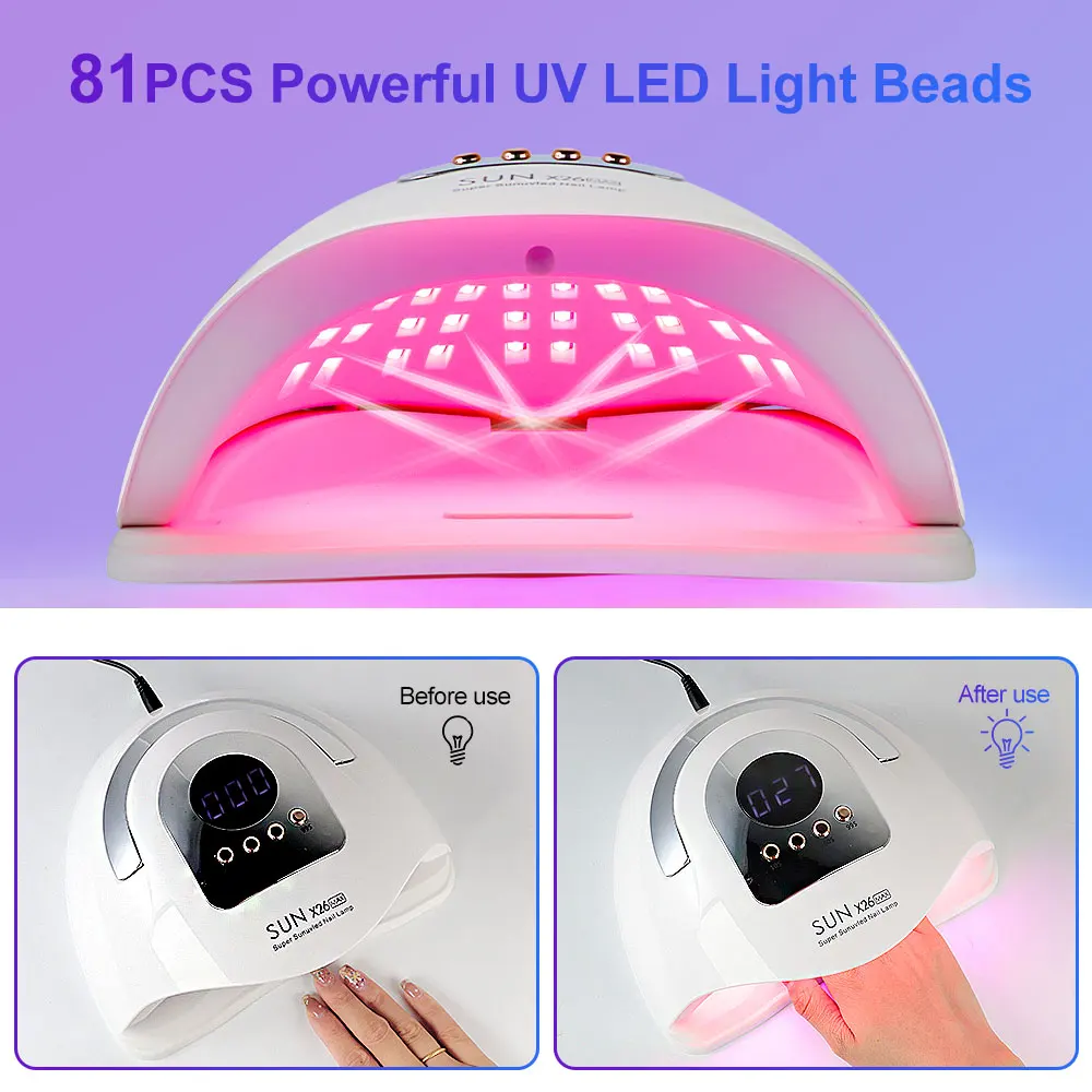 LED UV Light Dryer for Nails Gel Polish with 81 LEDs 4 Timer Setting LCD Display Screen Auto Sensor Professional Nail Light 5