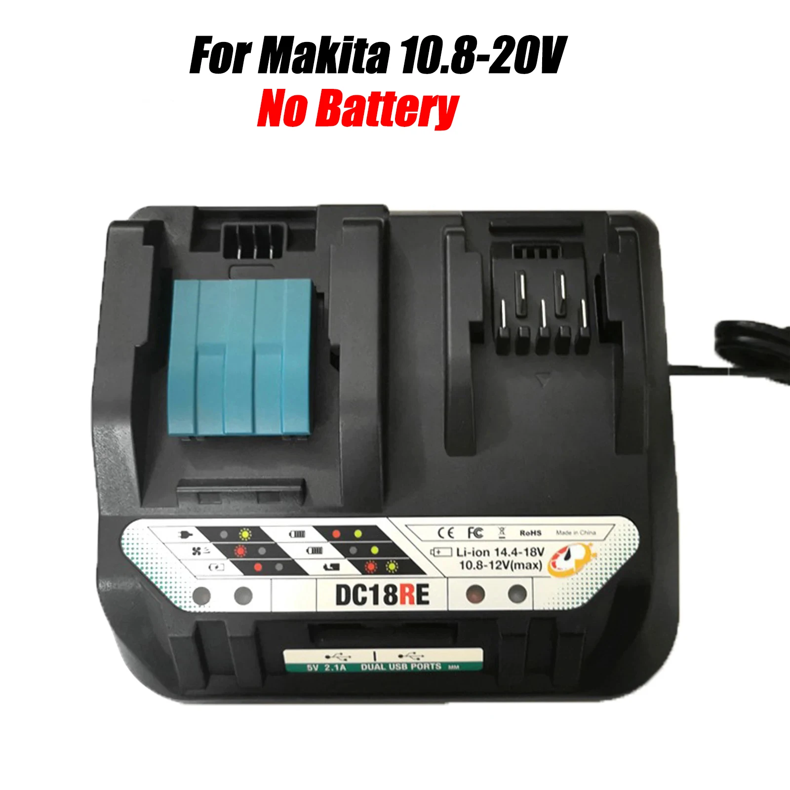 

For Makita 10.8-20V Lithium Battery Charger DC18RE Li-ion Battery Dual Charger BL1830 BL1430 BL1016 BL1021 BL1041