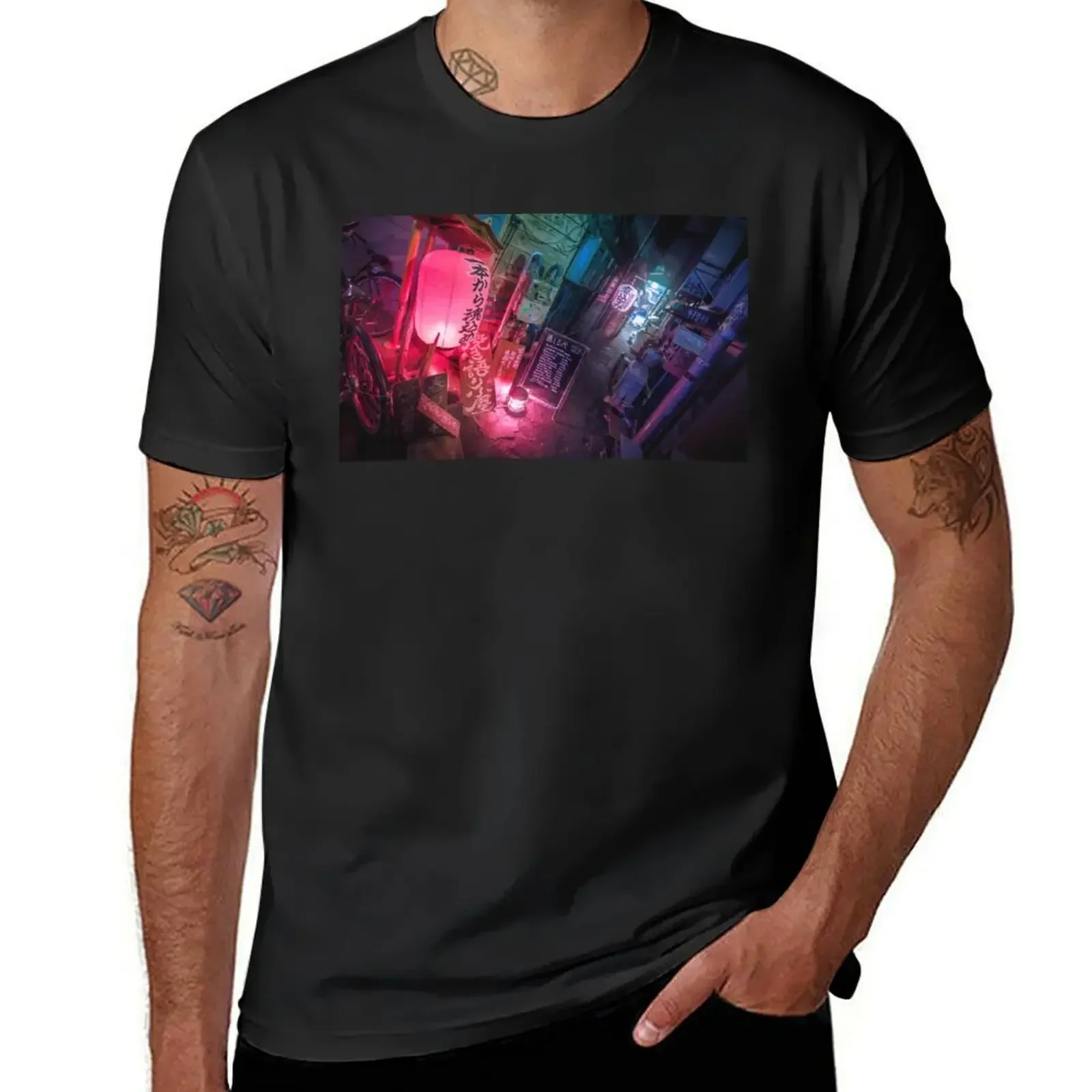 

Tokyo at night - Golden Gai T-shirt korean fashion boys animal print oversized t shirt men