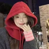 Knitted Balaclava Hat Winter Warm Thicken Imitation Cashmere Scarf Set Shawl Pullover Hat Accessories For Women Girl 1