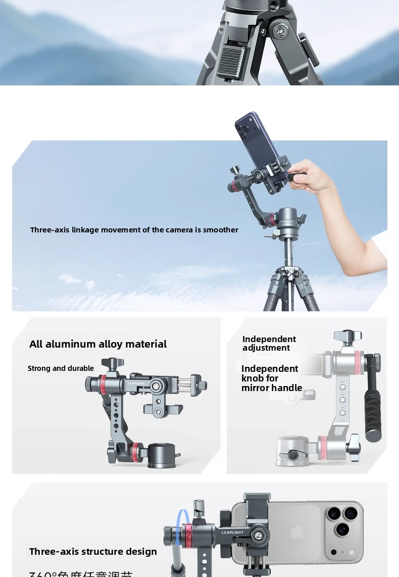 Leaplight LYR3 3-axis Universal Phone Gimbal Tilt Adjustable 360° Rotation for M