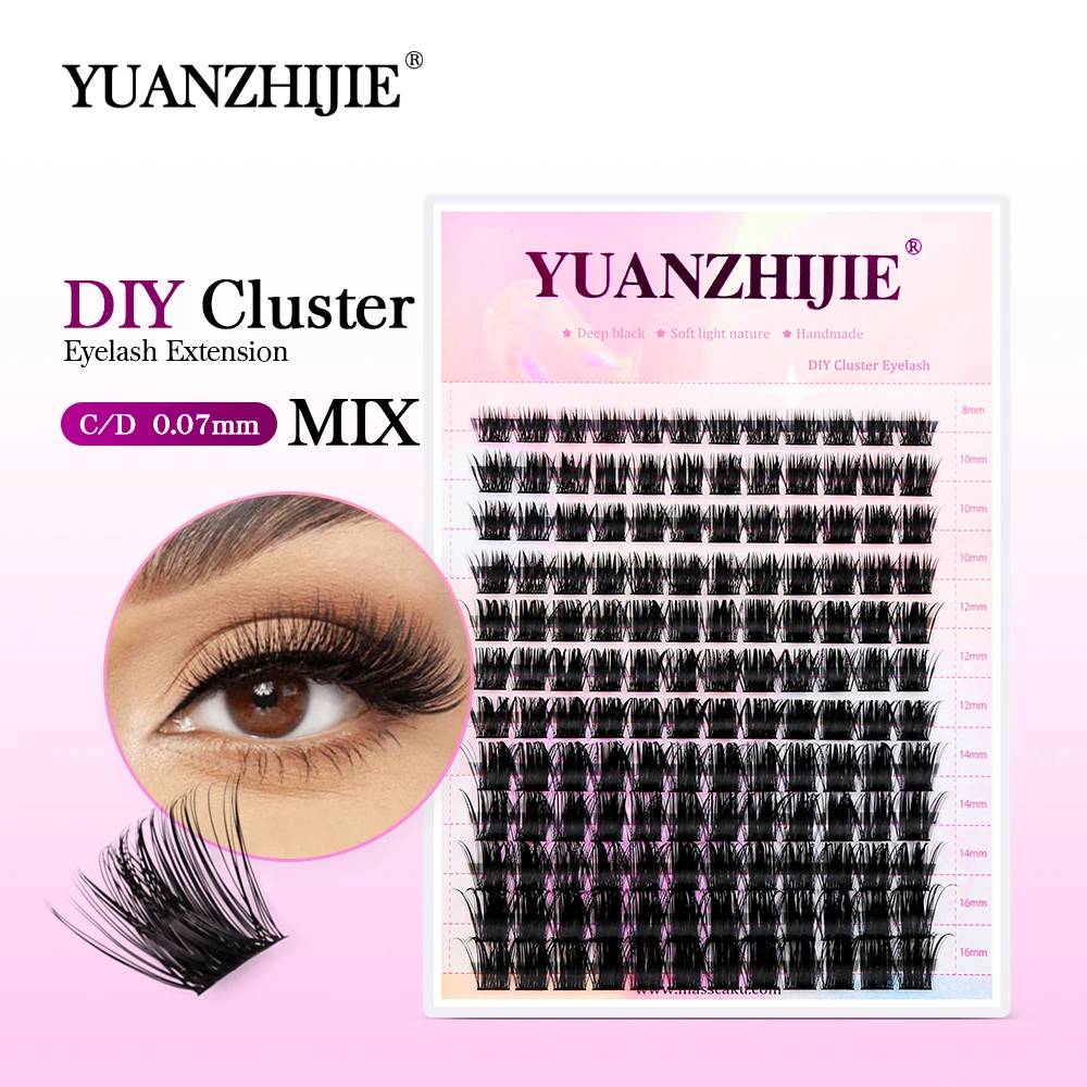 YUANZHIJIE New DIY Clusters Eyelash Extension Natural Individual Lash Makeup Segmented Beam Mink Tufted Eyelash Fine Lash Tip