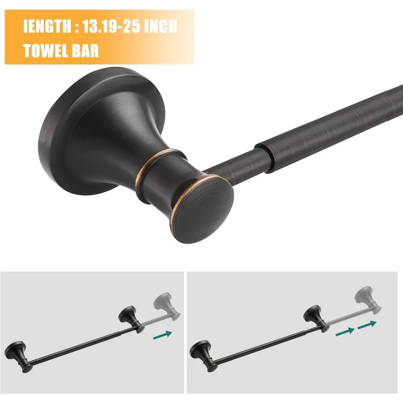 Oil Rubbed Bronze 4-Piece Bathroom Bath Set, Wall Mount Bathroom Hardware Fixture, Accessories