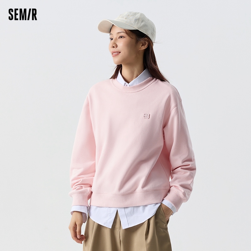 Semir Hoodie Women Basic Simple Loose Embroidered 2025 New Spring Lazy Drop-shoulder Women's Wear
