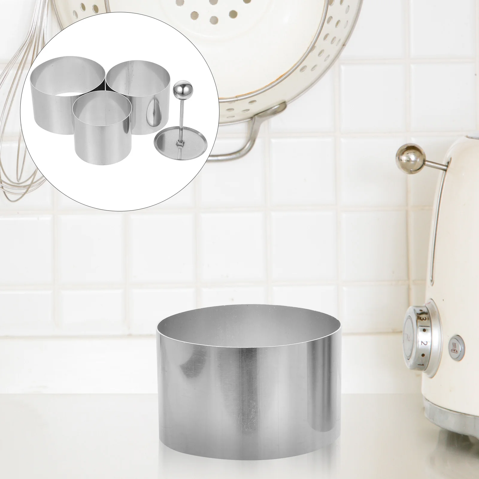 

3 Pcs Stainless Steel Swing Plate Molding Kitchen Supplies Cold Dish Shaper Gadget Utensils Round Modeling