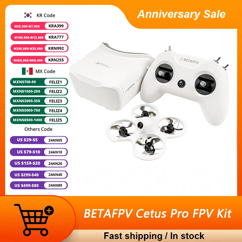 Betafpv Cetus Pro/Cetus Fpv Kit Indoor Racing Drone Bnf/Rtf Frsky D8 Rc Lite Radio 2 Se Controllertrasmettitore Vr02 Occhiali
