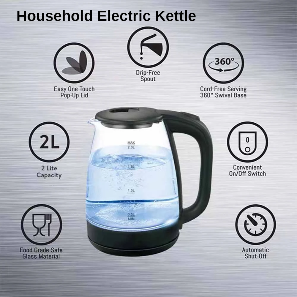 110V 2.0L Glass Kettle Household Electric Kettles Appliances Kitchen Automatic Power Off Anti