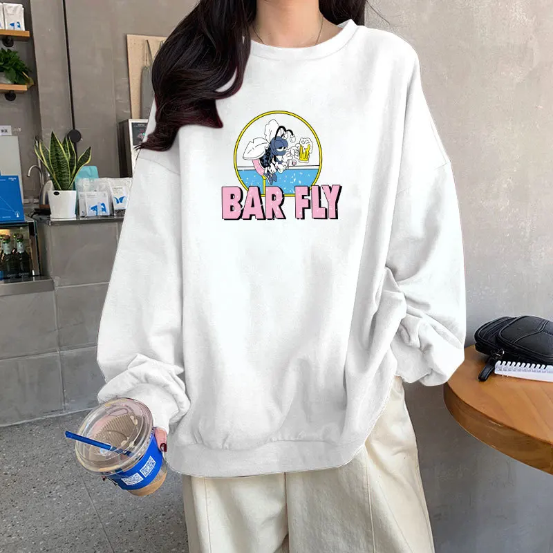 Woman Cartoon Print Sweatshirt Harajuku Aesthetic Clothes Plus Size Women Sweatshirts Loose Body O Neck Vintage 2023 Pullovers
