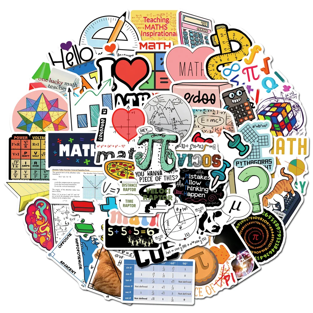 

10/30/50PCS Cool Math Equation Cartoon Stickers DIY Car Bike Travel Luggage Laptop Classic Toy Graffiti Sticker Decal Kid Toy