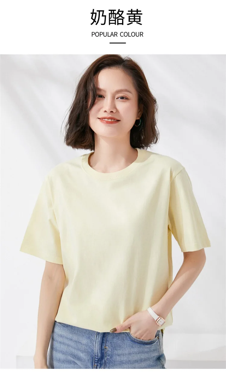 Women T-shirts 2024 Summer Tops Solid Short Sleeve Loose O-neck 100% Cotton Casual Ladies Shirts Harajuku Korean Woman Tshirts