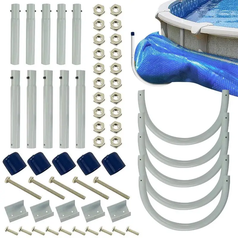 

Swimming Pool Accessories Metal U Shape Bracket Aluminum Pool Cover Holder Space Saving For Backyards Patios Parks Gardens