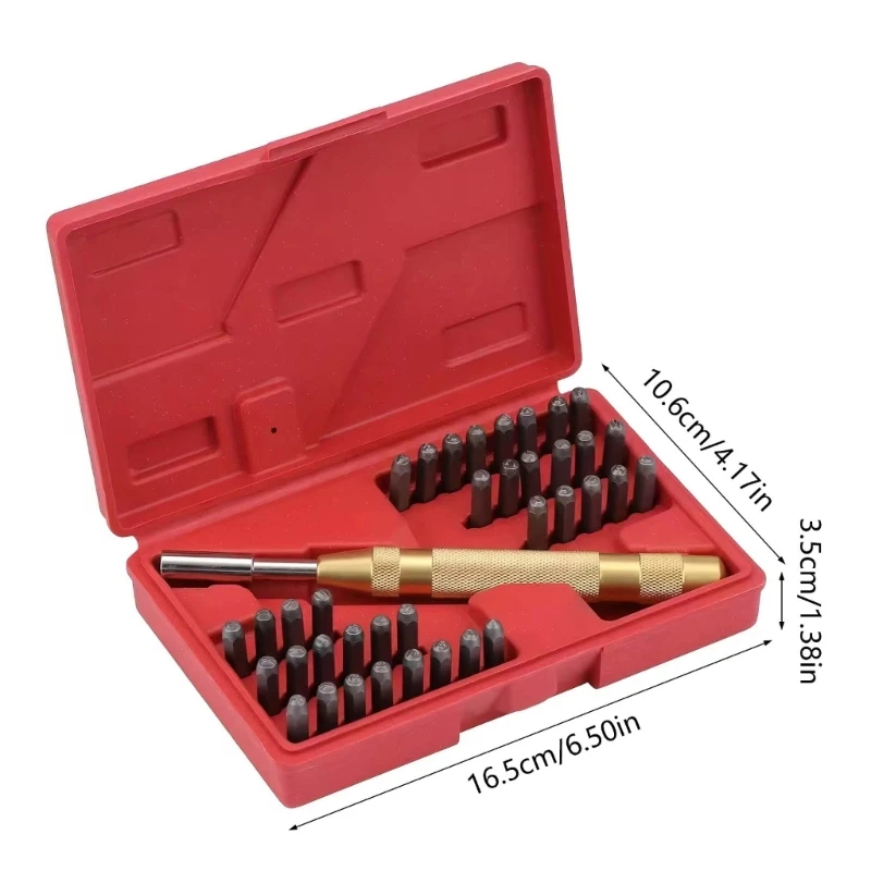 Letter and Number Stamp Punching Set with Metal Stamping Handle for Leather
