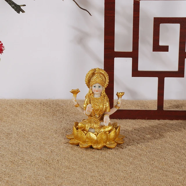 Mini déesse hindoue indienne or bouddha Figurine méditation résine cadeau prospérité salle de Yoga pour autel jardin Diwali sanctuaire bureau 5