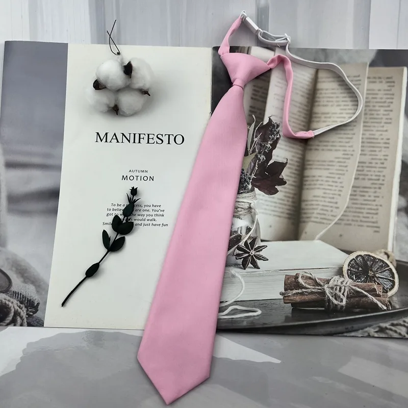 Brown Necktie - Trendy Solid Tie for College Students and Lazy-tie Uniforms
