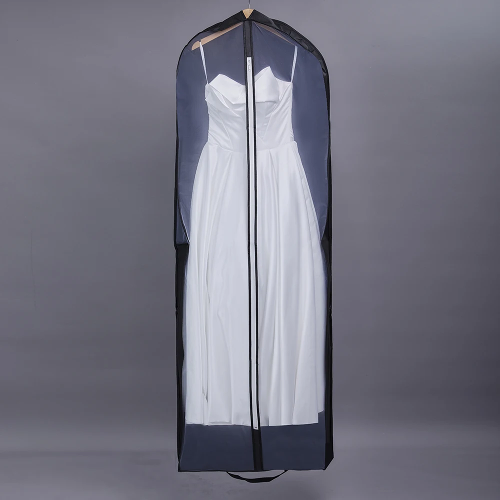 

63Inch/71 Inch Black Breathable Wedding Dress Storage Bag Cover Portable Bridal Gown Long Dress Hanging Garment Bags Custom LOGO