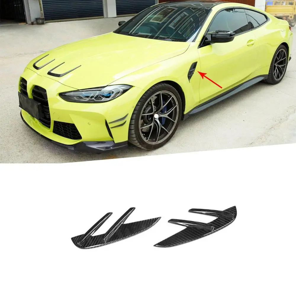 

2pcs For G80 M3 G82 M4 Dry Carbon Fiber Car Decoration Side Fender Fin Splitters For BMW 3 4 Series G80 M3 G82 G83 M4 2021 Up