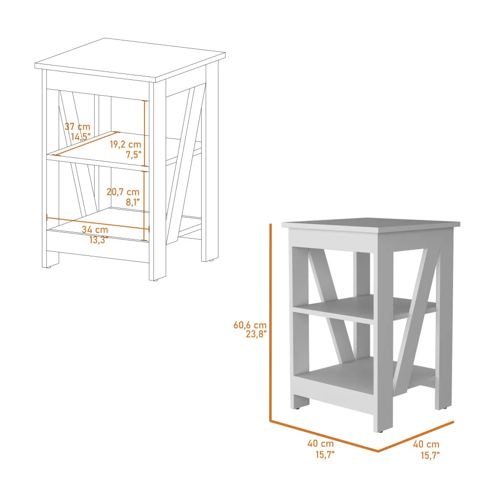 Clio Auxiliary Table Living Room End Table with Two Shelves Home Furniture 3