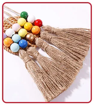 Description Picture 6 of item5pcs Jute Rope Tassels with 3 Wood Beads Hemp Burlap Tassels for Curtain DIY Craft Christmas Tree Home Party Decorations