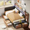 Corner Bed Frame, Twin Daybed with 2 Drawers & Charging Station, Platform Bed Frame Bookcase Headboard 3