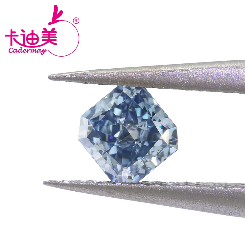 

CADERMAY Radiant Cut Fancy Vivid Blue Color VS1 Clarity HPHT Lab Grown Diamond 0.706 CT Loose Stone Gemstone For Jewelry Making