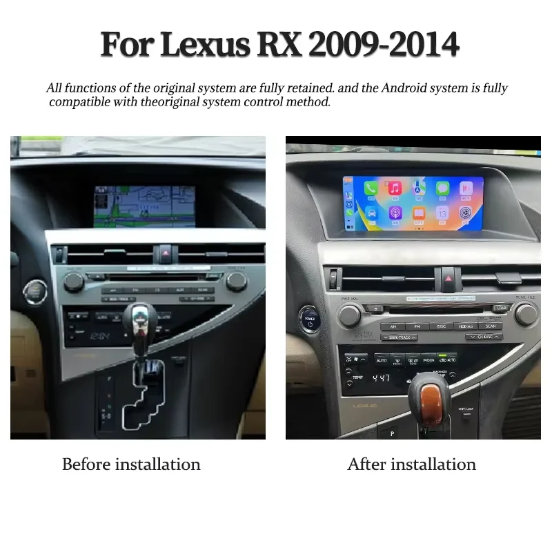 Qualcomm Carplay 10,25 "Android 13 Radio de coche reproductor GPS Radio estéreo Multimedia para Lexus RX RX270 RX350 RX450 RX200T 2009-2014 2