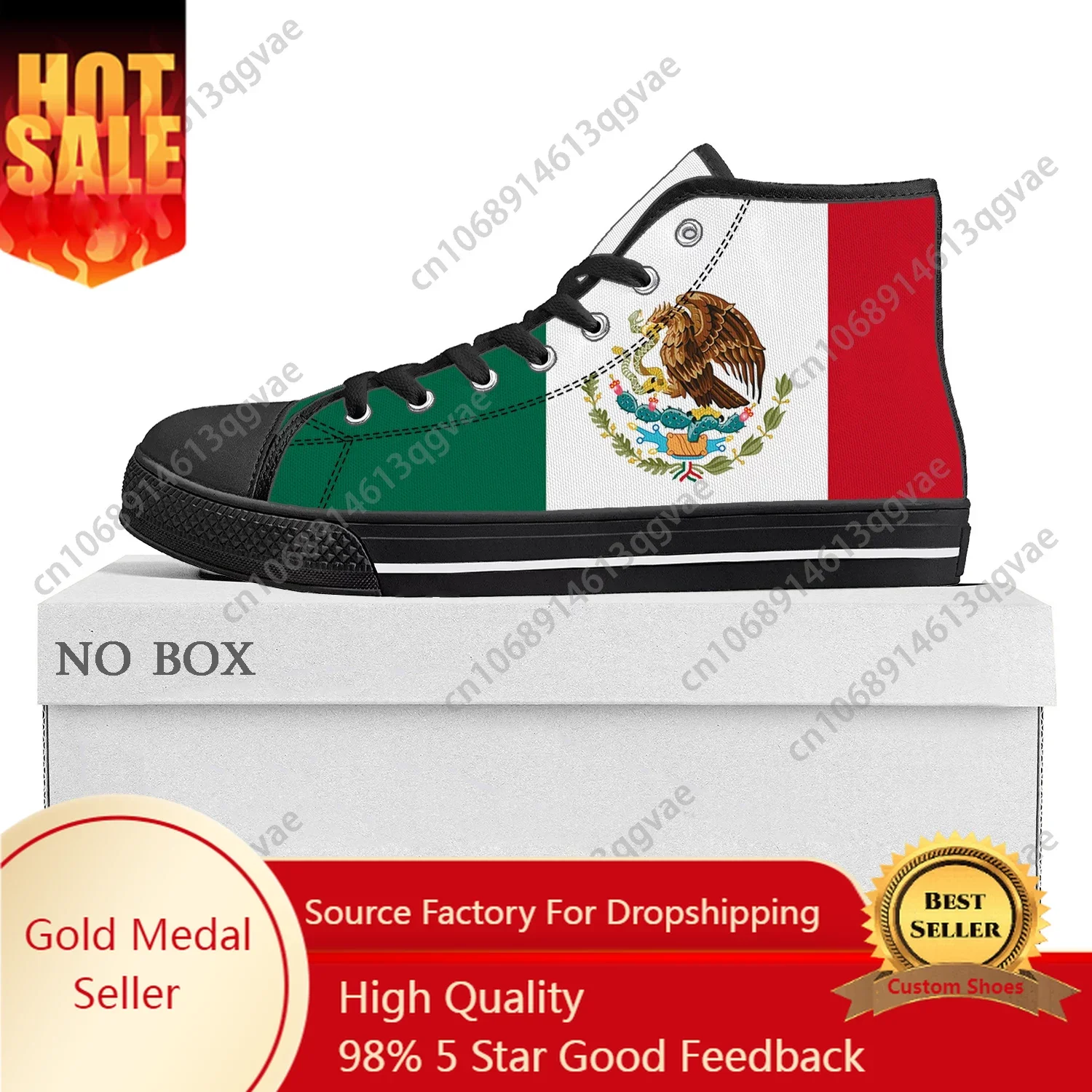 Mexican Flag High Top High Quality Sneakers Mens Womens Teenager Canvas Sneaker Mexico Casual Couple Shoes Custom Shoe