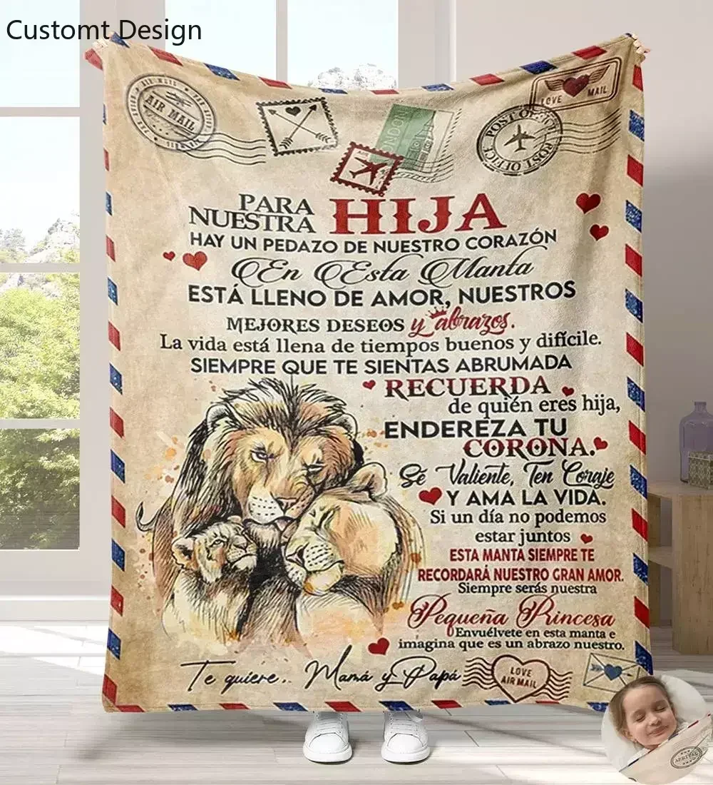 

Супермягкое фланелевое одеяло для моей дочери, сына, внучки от мамы, папы, Испанская версия, диванные одеяла для кровати, подарки на день рождения