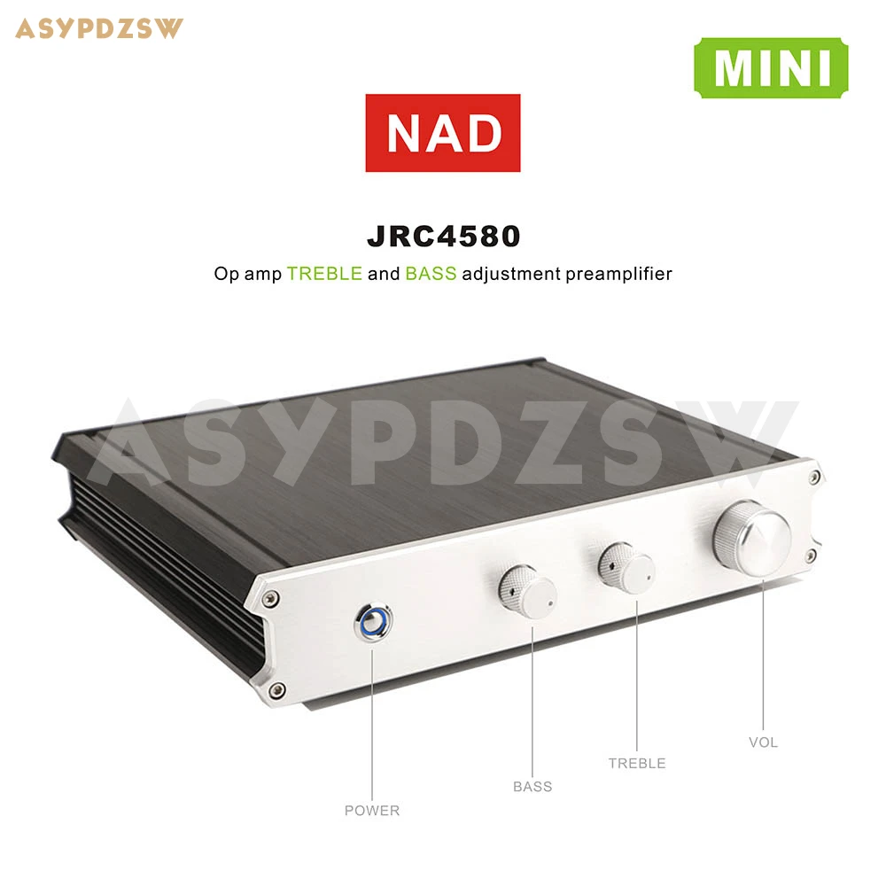 

MINI NAD-JRC4580 TREBLE and BASS adjustable Single-ended Class A preamplifier Base on NAD circuit