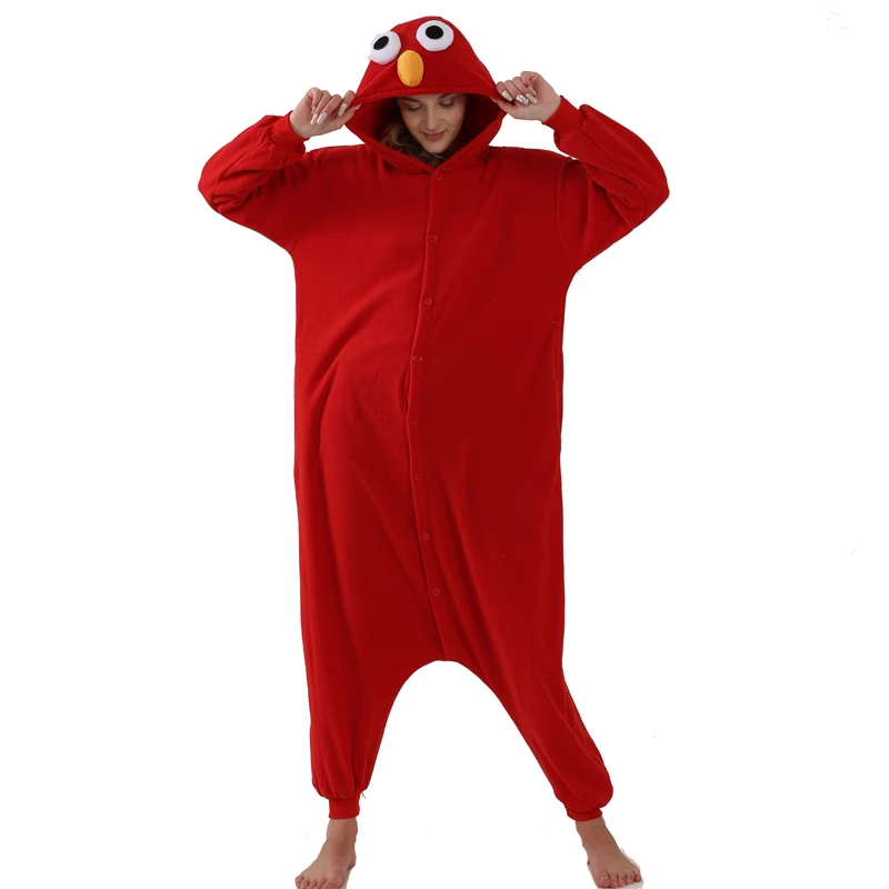 Fleece Jumpsuit for Women Onesie for Adult Pajamas Halloween Cosplay Costume Christmas Elmo One-Piece Sleepwear Party All in One