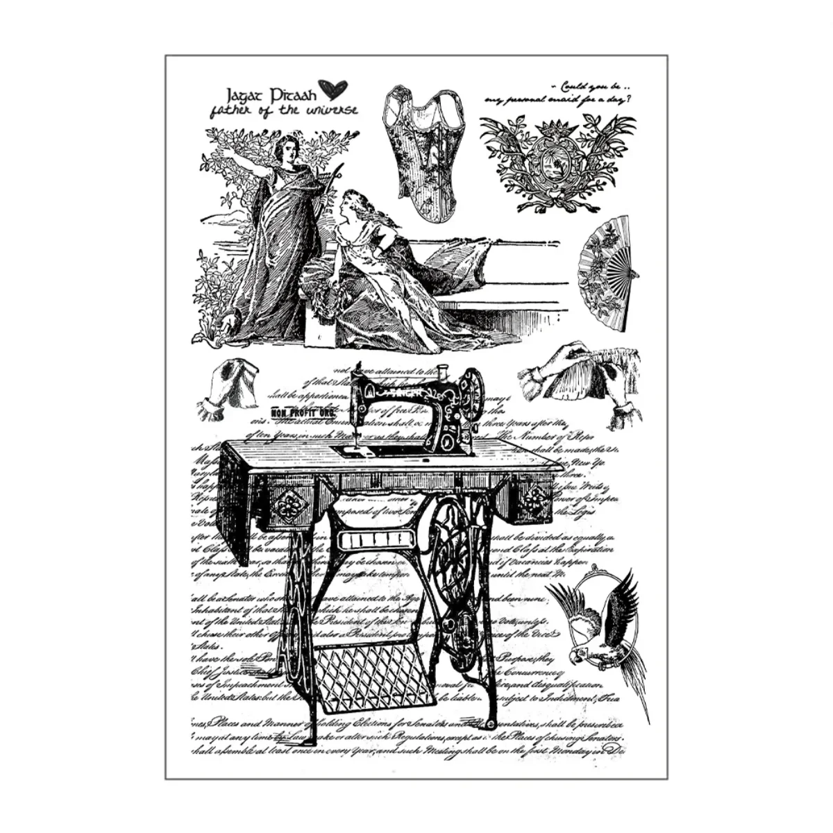 11*16cm Vintage Style Sewing Machine Figure Sailboat Clear Seal Silicon Rubber Stamp for Planner Card Making Album Art Supplies