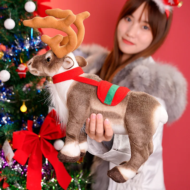 Simulation Reindeer Plush Toy Christmas Deer Plushies Doll Xmas Elk Soft Toys Merry Christmas New Year Decor Best Gifts For Kids
