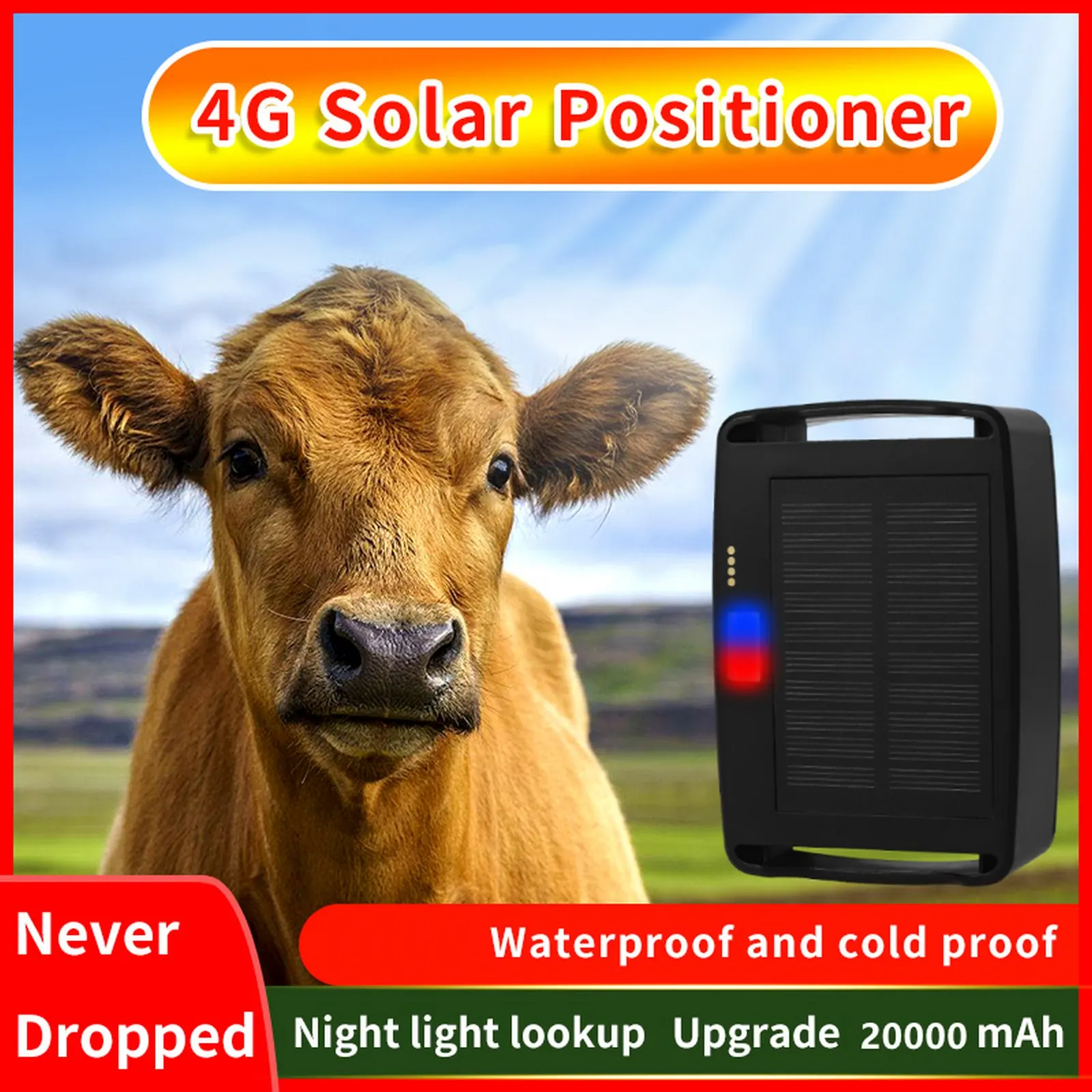 Solar Gps Tracker Animal For Cow Camel 20000mah Gps Locator Waterproof