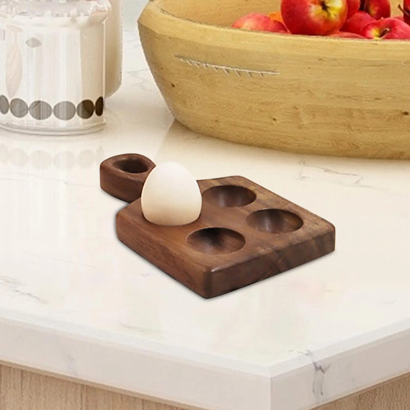 Wood Egg Holder Sushi Desserts Wooden Portable Stackable Egg Organizer Rack for Cabinet Fridge Tabletop Pantry Refrigerator 2
