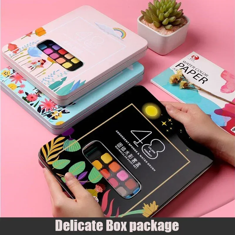 Professional Watercolor Paint Set 48 Colors Painting Set With Paint Brush Watercolor Paper Pigment Art Supplies 63 Pcs watercolor painting set watercolor paint watercolor pigment
