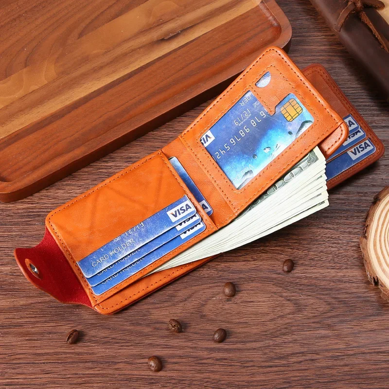 Men's Wallets with 100 US Dollar Pattern Wallet Male Leather Wallet Photo Card Holder Fashion Large Capacity Wallet Purse Bag - 5