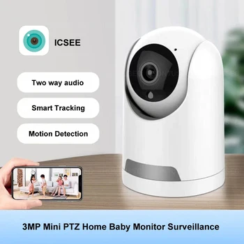 ICSEE Mini telecamera Wifi FHD 3MP Visione notturna a colori Audio bidirezionale Monitoraggio automatico Uso interno Baby Monitor Telecamera di sicurezza wireless