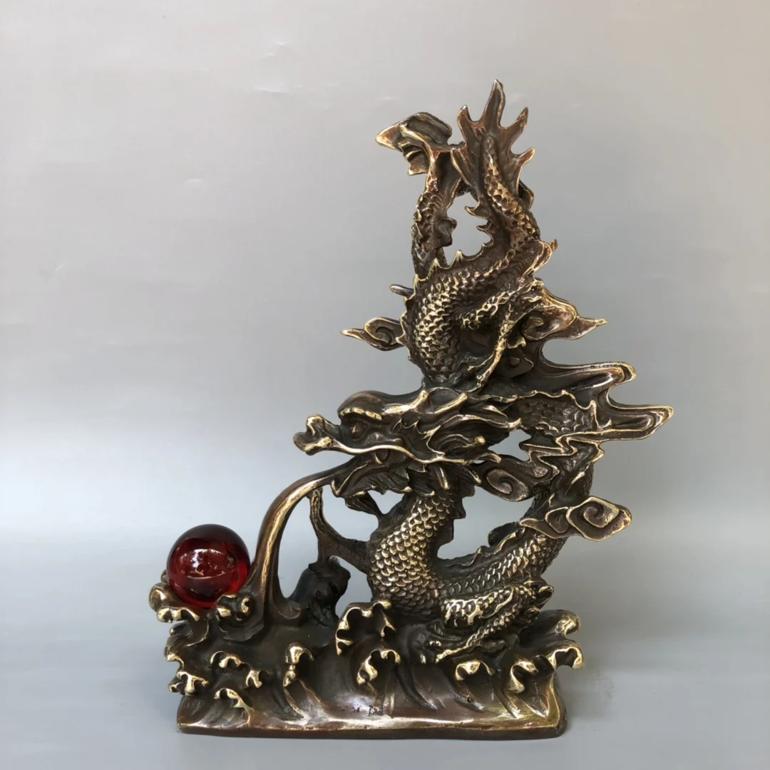 

High Quality Chinese Bronze Standing Dragon Sculpture ,Home Decor Zodiac Dragon Animals Ornament,