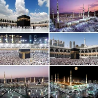 Mecca Holy City Hajj The Kaaba Background Muslim Mosque Night Building Arab Islamic Ramadan Decoration Wall Photo Backdrop