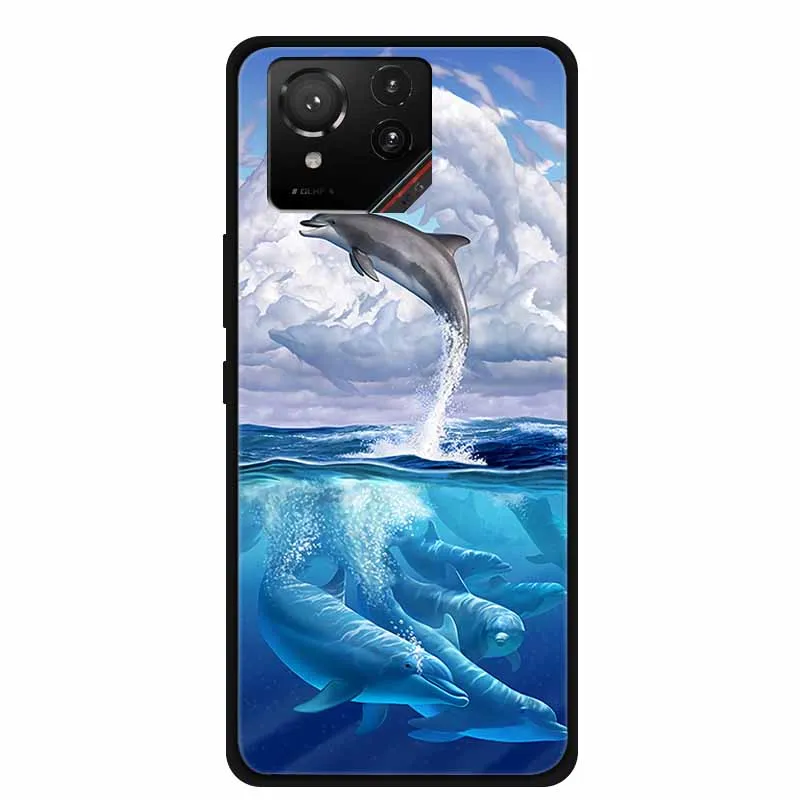 Cartoon Printed Soft Black Silicone Phone Case
