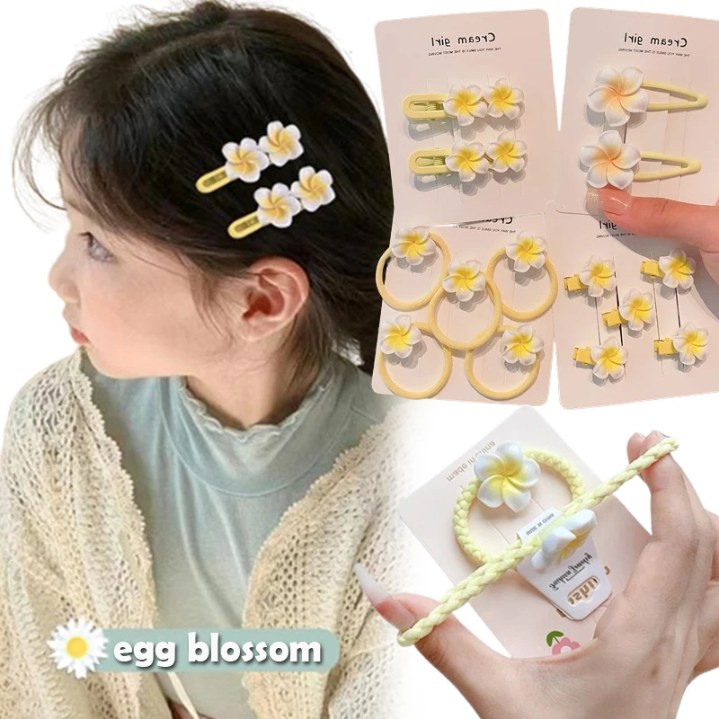 New Hair Rope Plumeria Flower Hairclip Clip Per Capelli Tradizionale Egg Flower Bb Clip Ornamenti Per Capelli Gialli Flower Barrette Copricapo